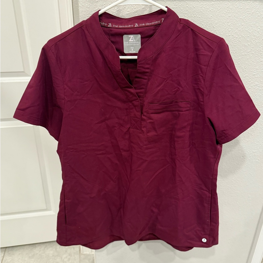 Zoë Alexandra Burgundy Scrub Top